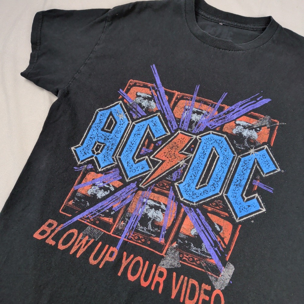 AC/DC Blow Up Your Video Black Graphic Band T-Shirt Small Mens Rock Grunge Alt